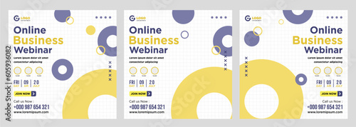 Digital marketing live webinar and corporate social media post or template banner