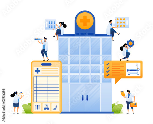 SVG Illustration of Leveraging Technology for Better Healthcare. Integration of Hospitals, Doctors and Mobile Apps. Can use for web, website, apps, poster, PNG transparent