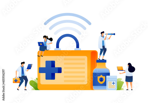 SVG Illustration of doctor and first aid kit for emergency treatment. Medical professional with first aid box for emergencies. Can use for web, website, apps, poster, PNG transparent