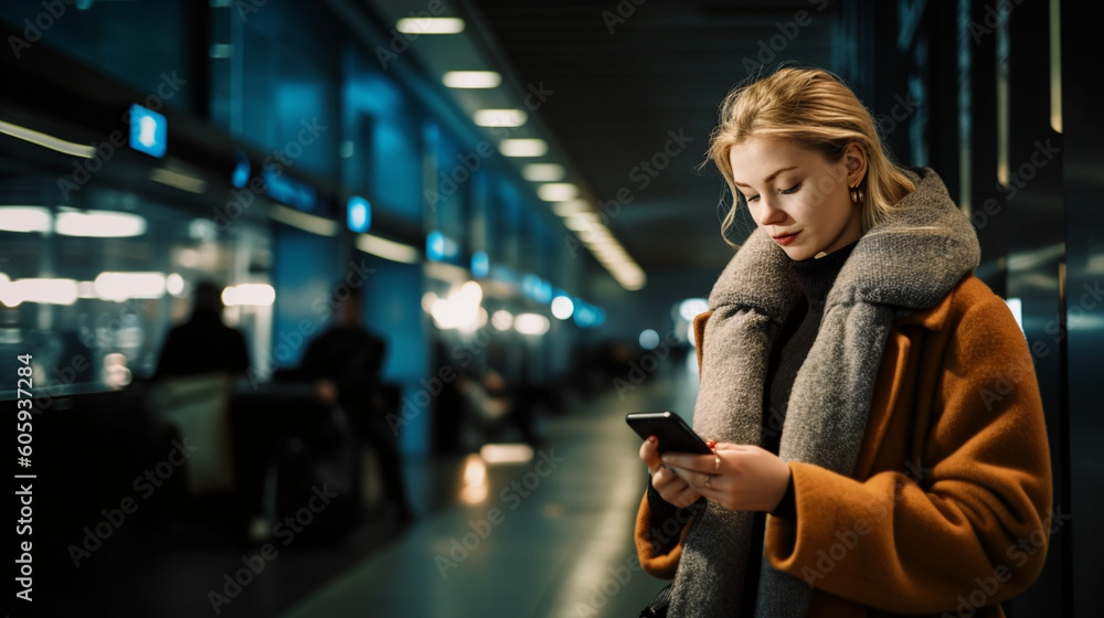 Fototapeta premium Connected Passages: The Digital Wanderer . Generativ AI