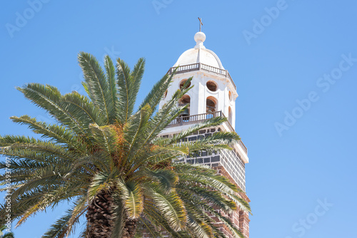 Church of Our Lady of Guadalupe in the main square,  VillaTeguise, Lanzarote, Canary Islands.