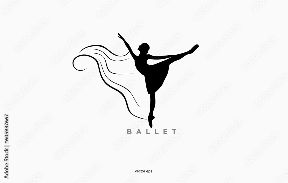 Naklejka premium Ballet icon logo vector design template, Abstract people logo design. Harp logo, Gym, fitness, running trainer vector colorful logo. Active Fitness, sport, dance web icon and symbol 