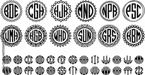Geometric Circle Monograms Font Family with 3 Letters