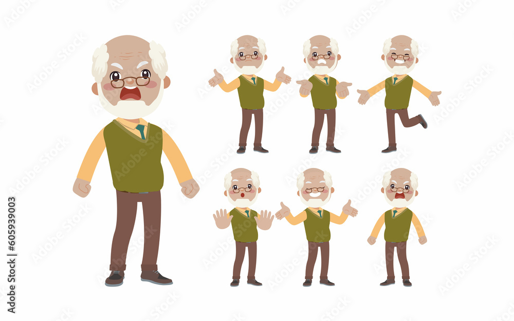 Naklejka premium Old people with different poses