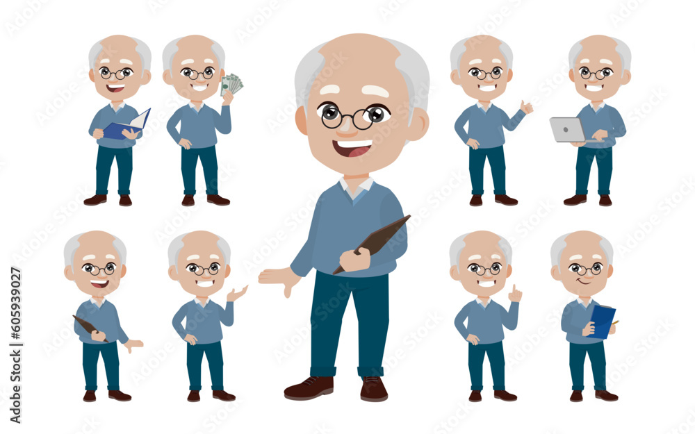 Old people with different poses