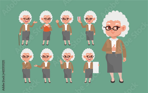 Old people with different poses