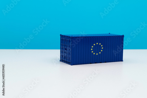 Cargo container with European Union flag