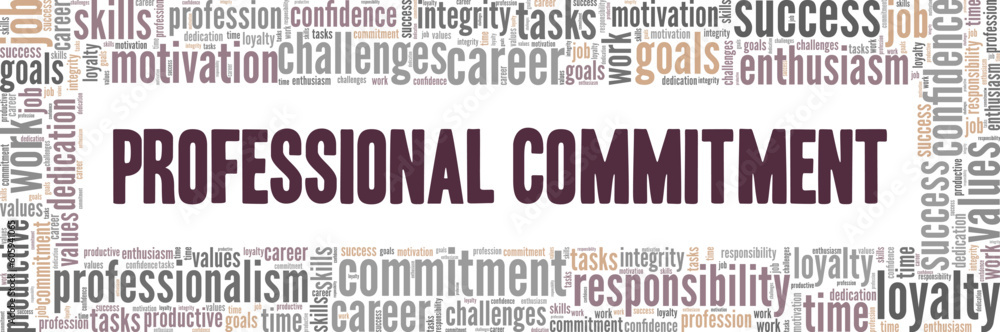 Obraz premium Professional Commitment word cloud conceptual design isolated on white background.