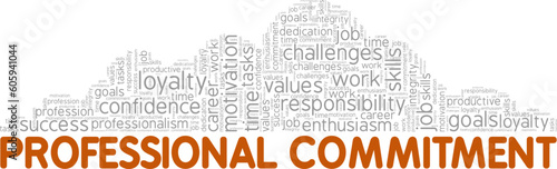 Professional Commitment word cloud conceptual design isolated on white background.