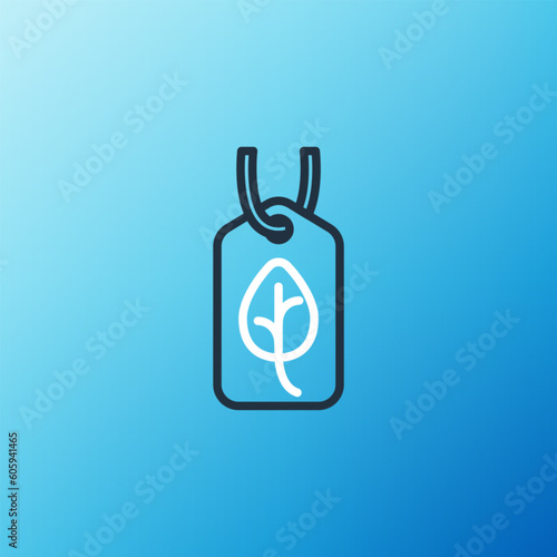 Line Vegan food diet icon isolated on blue background. Organic, bio, eco symbol. Vegan, no meat, lactose free, healthy, fresh and nonviolent food. Colorful outline concept. Vector