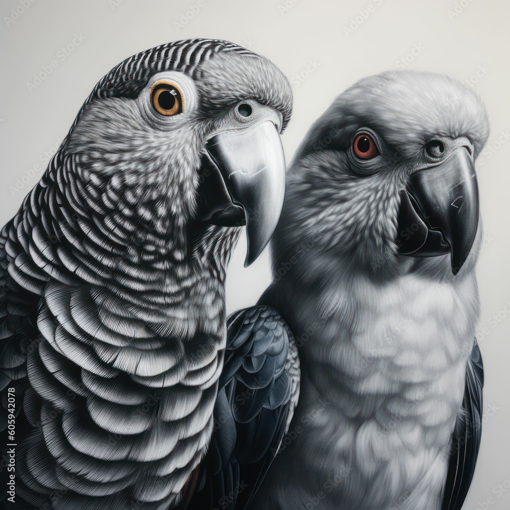 Obraz premium two parrots on a branch