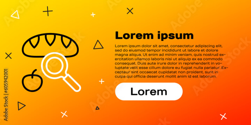 Line Searching for food icon isolated on yellow background. Homelessness and poverty concept. Colorful outline concept. Vector