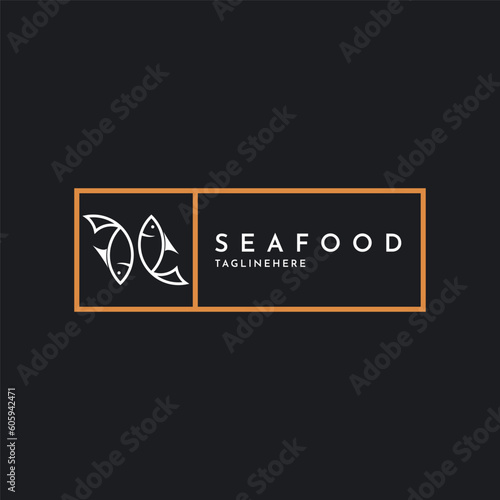 Simple and modern seafood logo and fish icon for seafood restaurant company