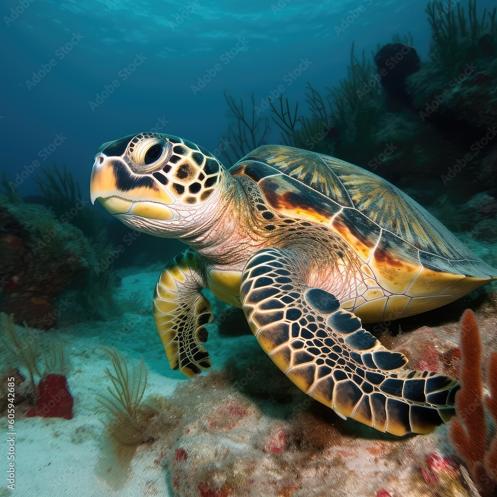 Fototapeta premium turtle swimming in the sea