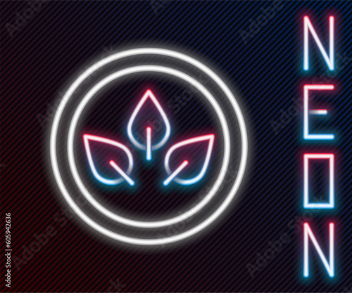 Glowing neon line Vegan food diet icon isolated on black background. Organic, bio, eco symbol. Vegan, no meat, lactose free, healthy, fresh and nonviolent food. Colorful outline concept. Vector