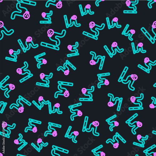 Line Cigarette icon isolated seamless pattern on black background. Tobacco sign. Smoking symbol. Vector