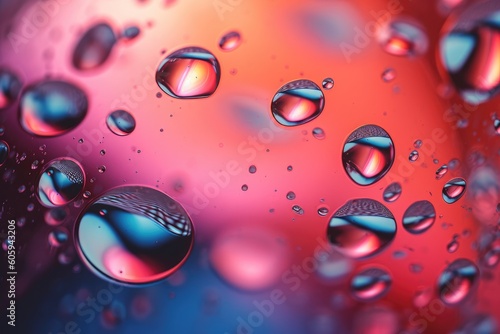 Beautiful background of abstract water bubbles with red and blue backgrounds, in the style of light pink. Generative AI