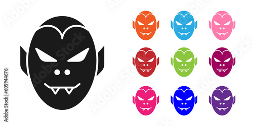 Black Vampire icon isolated on white background. Happy Halloween party. Set icons colorful. Vector