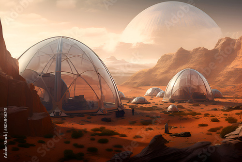 A colony of colonizers on Mars, Generative AI photo