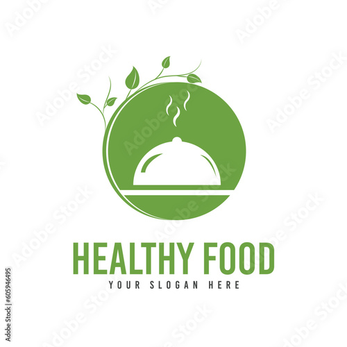 Healthy food logo design vector template