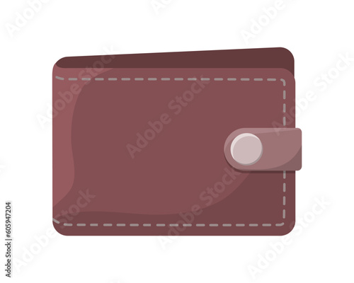 Brown flat leather wallet, two fold cartoon vector illustration isolated object. Concept of no money. Empty closed wallet. Graphic element for app or website ui