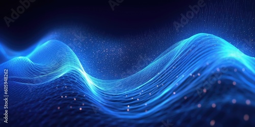abstract futuristic background with pink blue glowing neon moving high speed wave lines and bokeh lights. Data transfer concept Fantastic wallpaper, Ai Generative © Andrus Ciprian