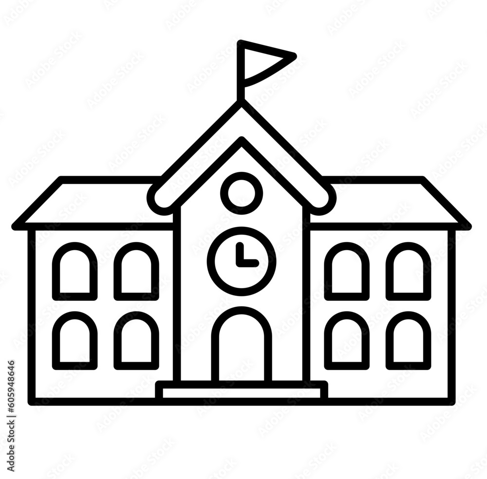 Cute school back to school cartoon outline icon Stock Vector Adobe Stock