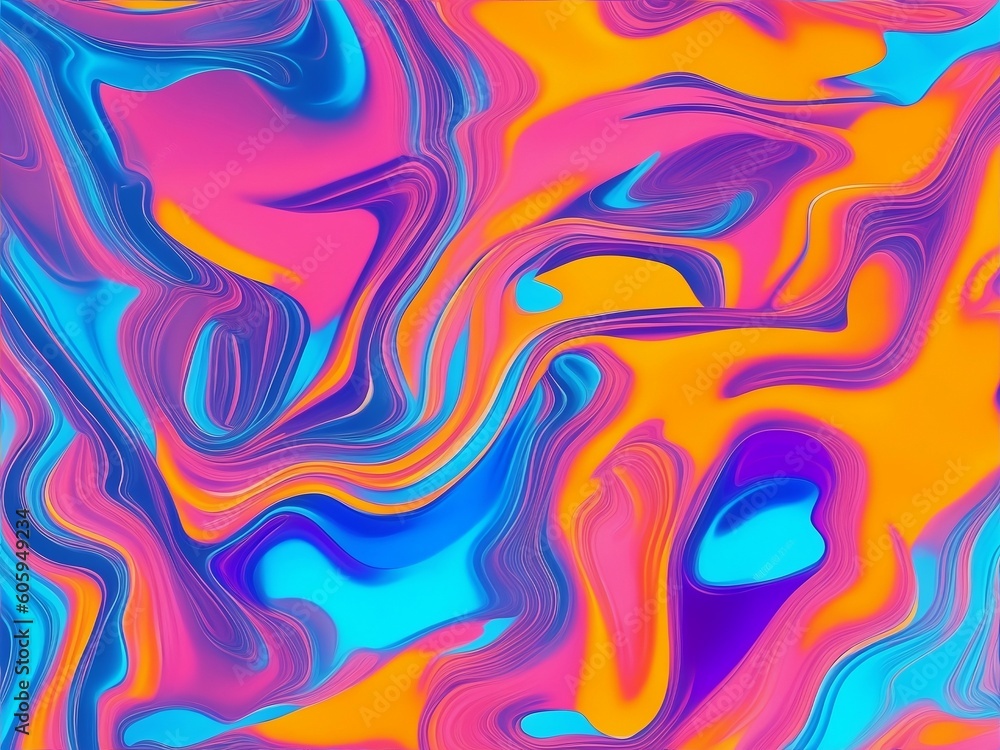 abstract background colored floating liquid in the trend colors mix. Generative AI illustration