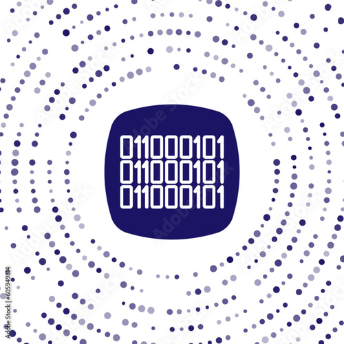 Blue Binary code icon isolated on white background. Abstract circle random dots. Vector