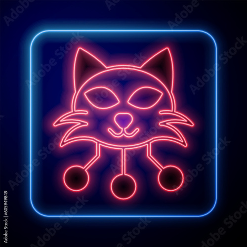 Glowing neon NFT Digital crypto art icon isolated on black background. Non fungible token. Vector