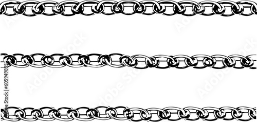 Set collection of metal chains silver. Black and white chain vector isolated on white