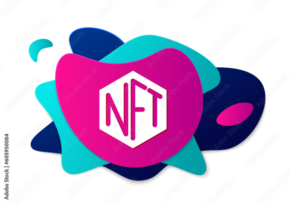 Color NFT Digital crypto art icon isolated on white background. Non fungible token. Abstract banner with liquid shapes. Vector - obrazy, fototapety, plakaty 