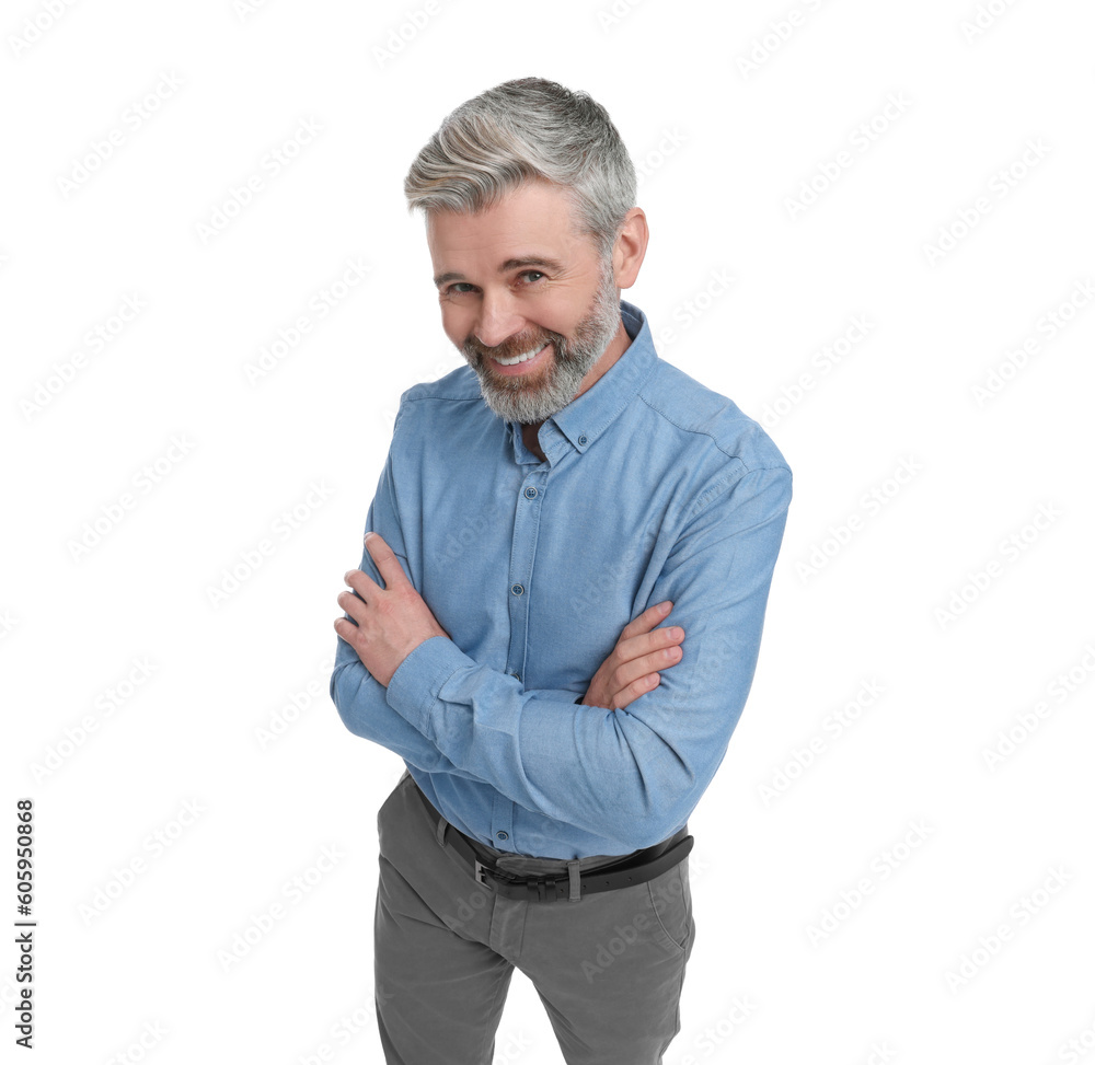 Mature businessman in stylish clothes posing on white background Mature businessman in stylish clothes posing on white background