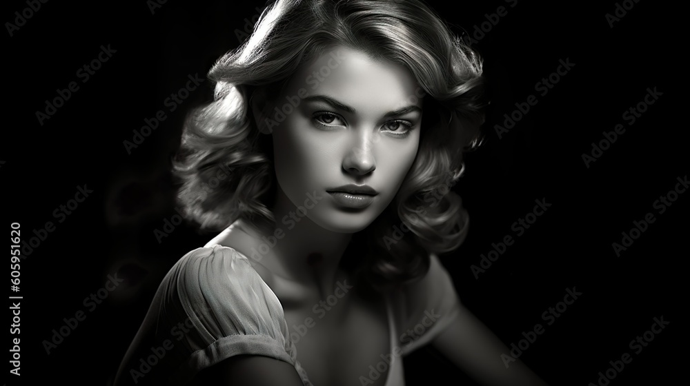 beautiful woman retro black and white. ai generated beautiful woman retro black and white. ai generated