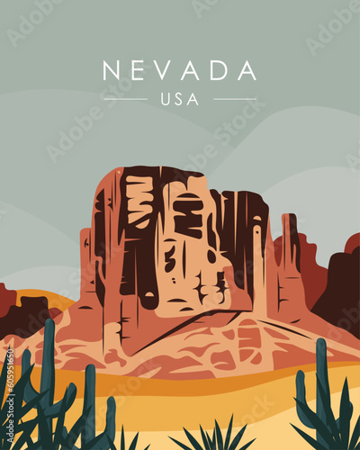 Nevada desert USA poster, banner, postcard