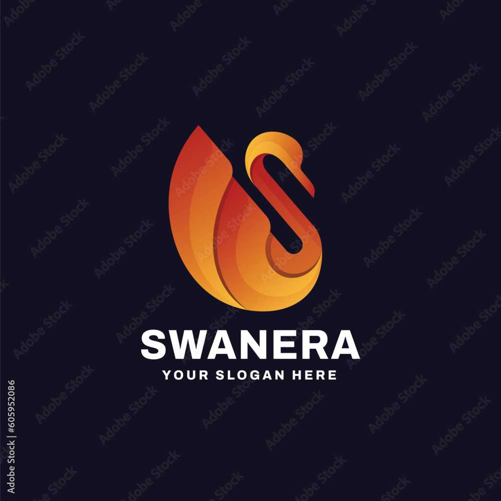 Fototapeta premium Swan Gradient Logo Vector Icon Illustration
