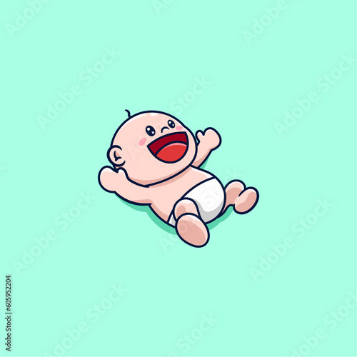 cute baby sleeping on back cartoon