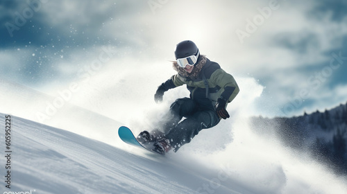 Snowboarder in action. Extreme winter sports