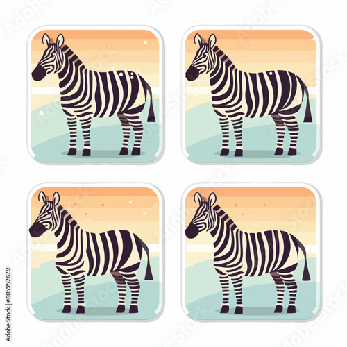 Cute funny zebra on a white background. 2d vecktor illustration 