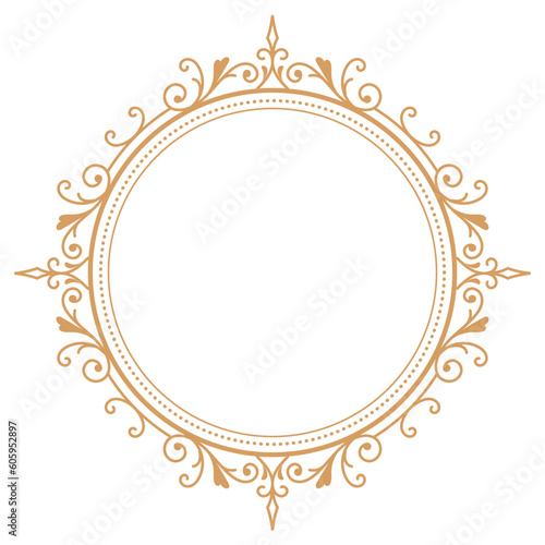 Circle vintage round frame flourish label vector