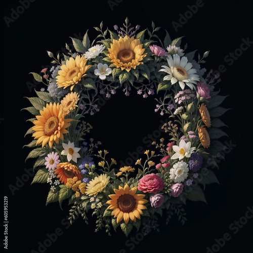 Beautiful flowers on black ...