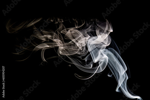 Absract White smoke, isolated on black background
