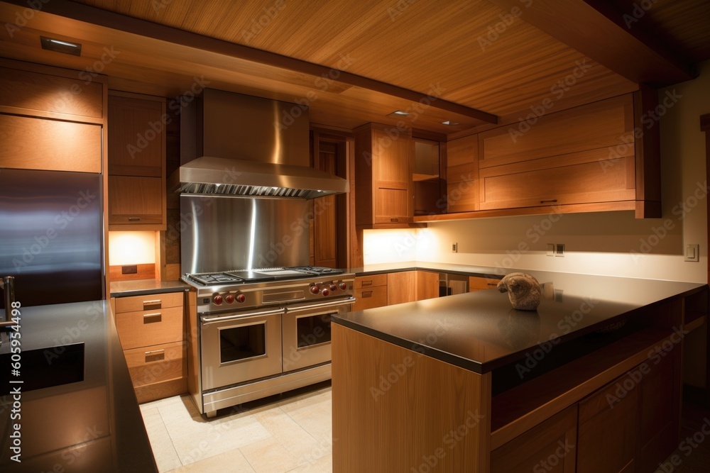 Fototapeta premium custom-built kitchen with cooking stations for various cuisines, including asian, european and american, created with generative ai