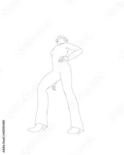 Portrait of woman in sunglasses. Vector minimalistic illustration for social media stories  logo  poster  print  cover  postcard  banner. Female figure outline. Contour of a girl in a business suit.