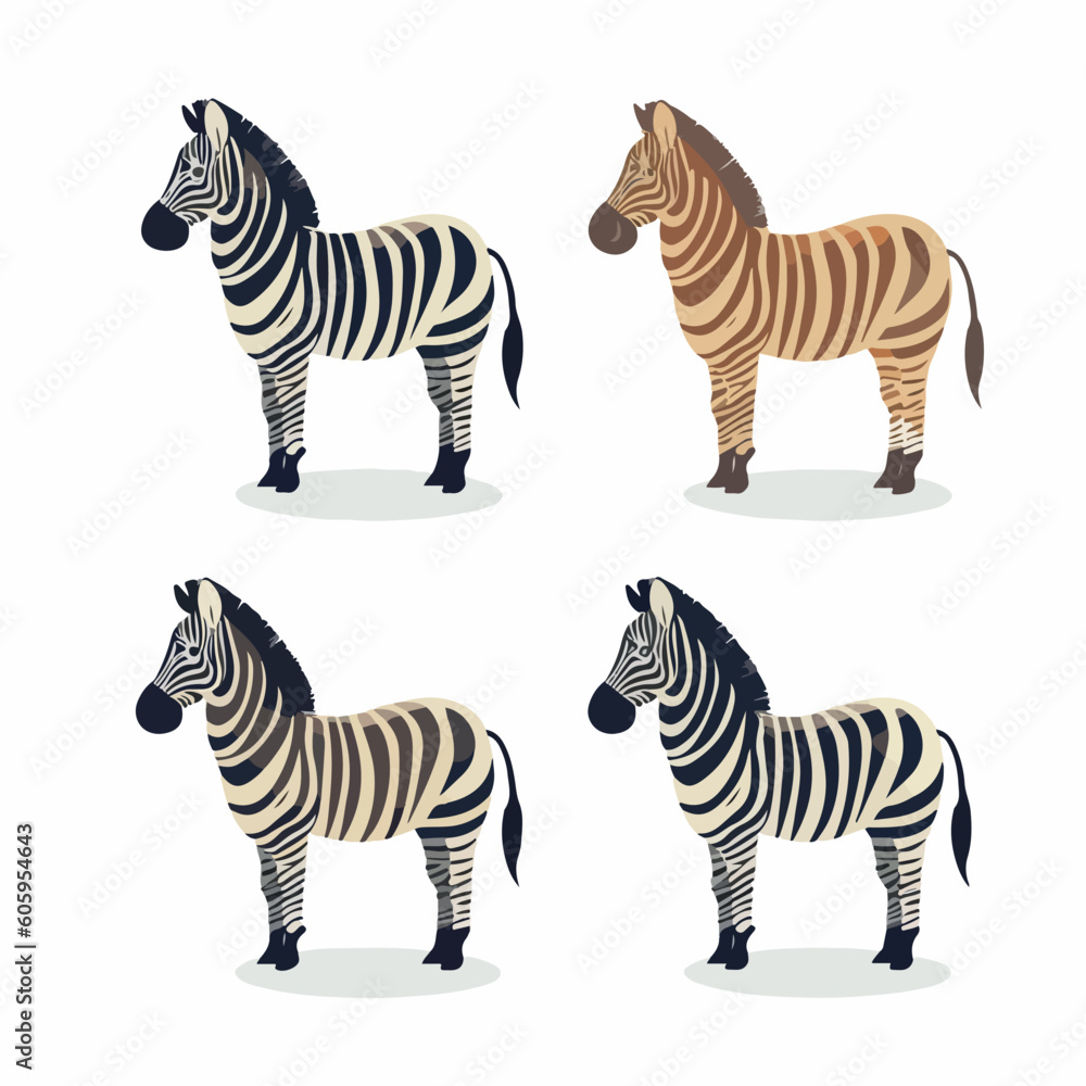 Obraz premium Cute funny zebra on a white background. 2d vecktor illustration 
