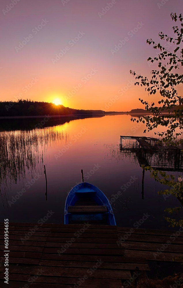 sunset on the lake. Wadąg. Warmia Mazury - obrazy, fototapety, plakaty 