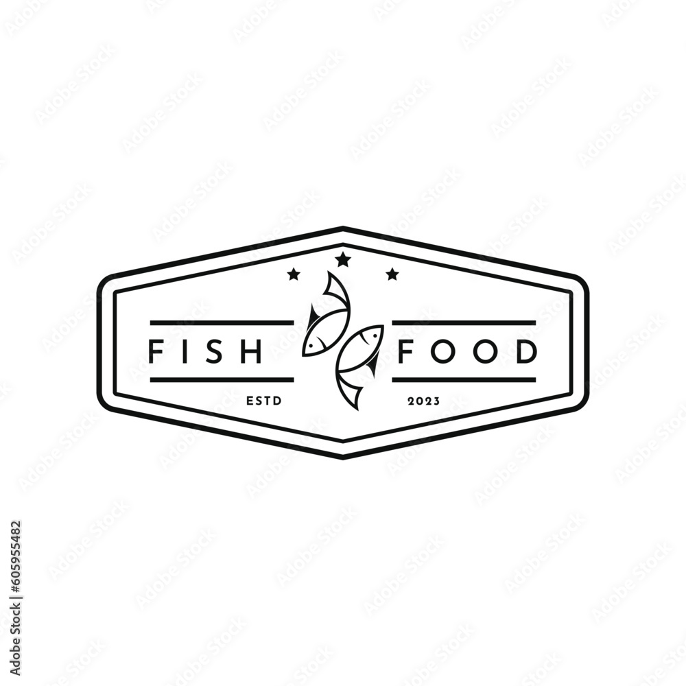 Fototapeta premium vintage retro seafood logo design idea