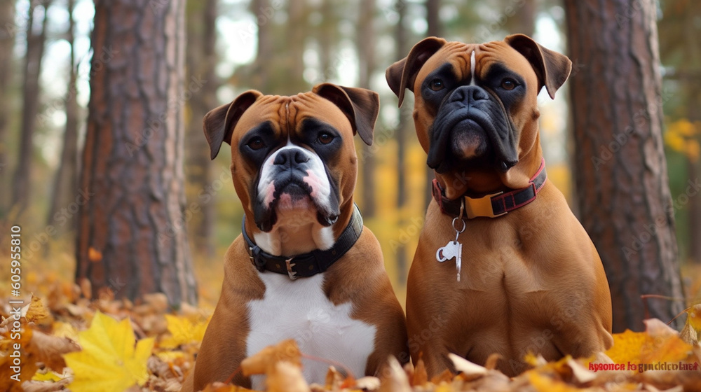 Cute boxer dog standing in a park Cute boxer dog standing in a park