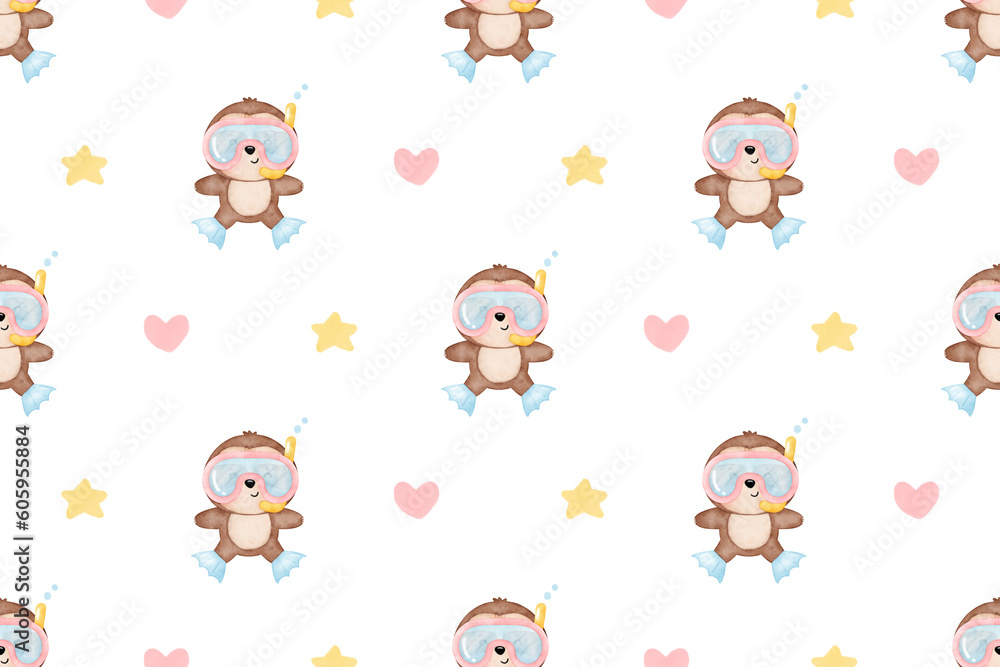 Cute sloth, summer animal, summer background, sloth background, patterns, pattern Cute sloth, summer animal, summer background, sloth background, patterns, pattern