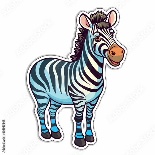 Cute funny zebra on a white background. 2d vecktor illustration 